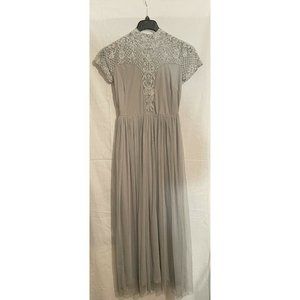Maya Deluxe Short Sleeve High Neck Maxi Tulle Sequins Bridesmaid/Prom Dress 8